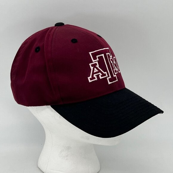 Texas A&M Logo Athletic Snapback Hat One Size Fits All Maroon And Black - Picture 8 of 14